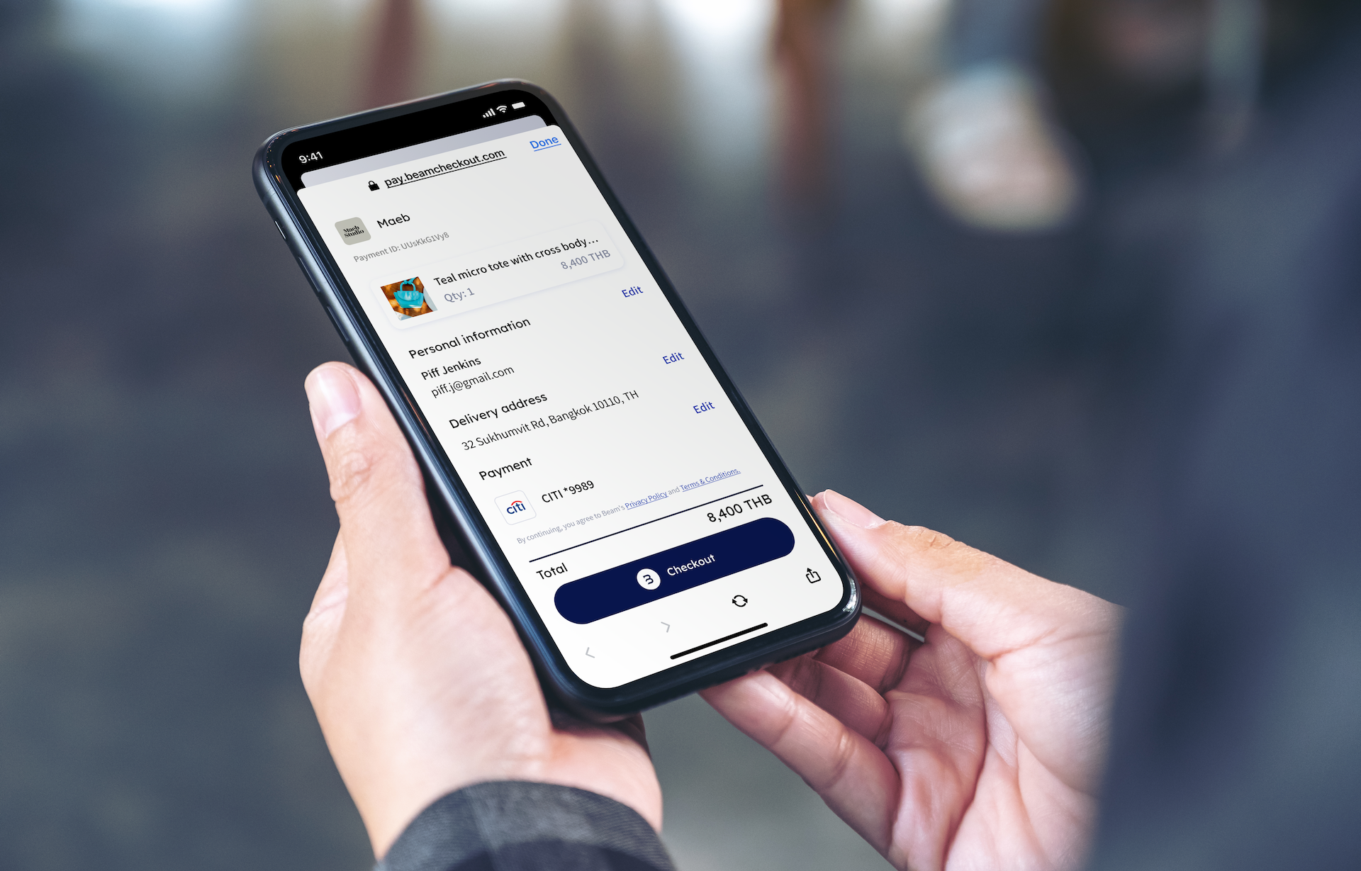 Beam Checkout on phone